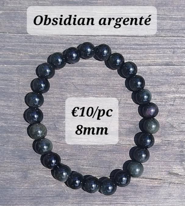 bracelet Obsidienne argenté
