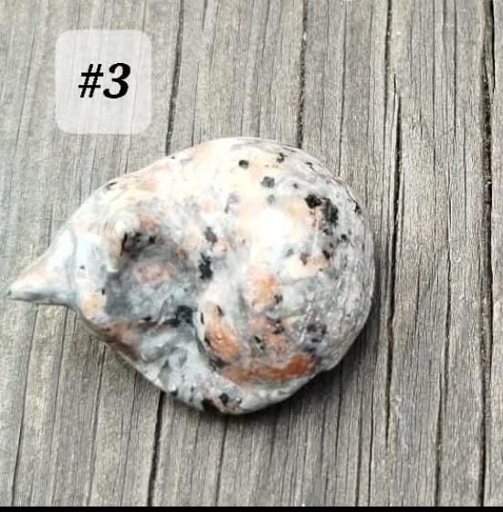 Small sculptures of sleeping cats, made from various natural stones.