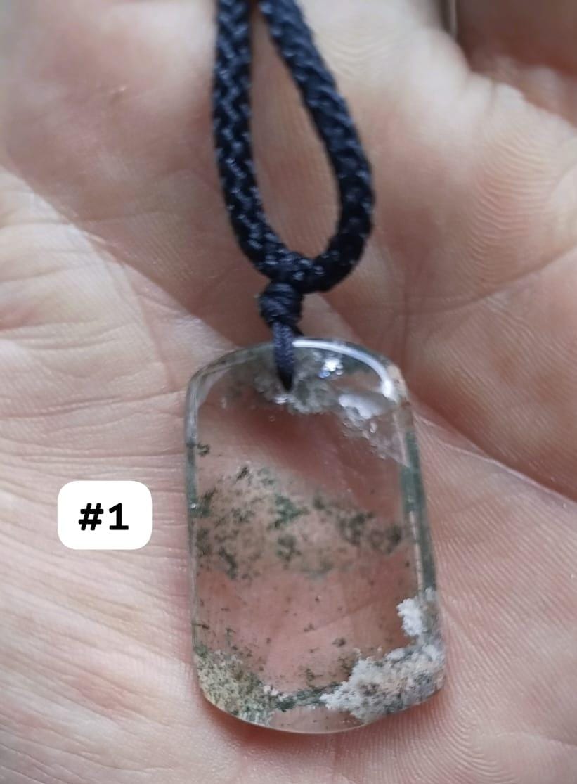 Colgante + collar de jardinería de lodolita/cuarzo