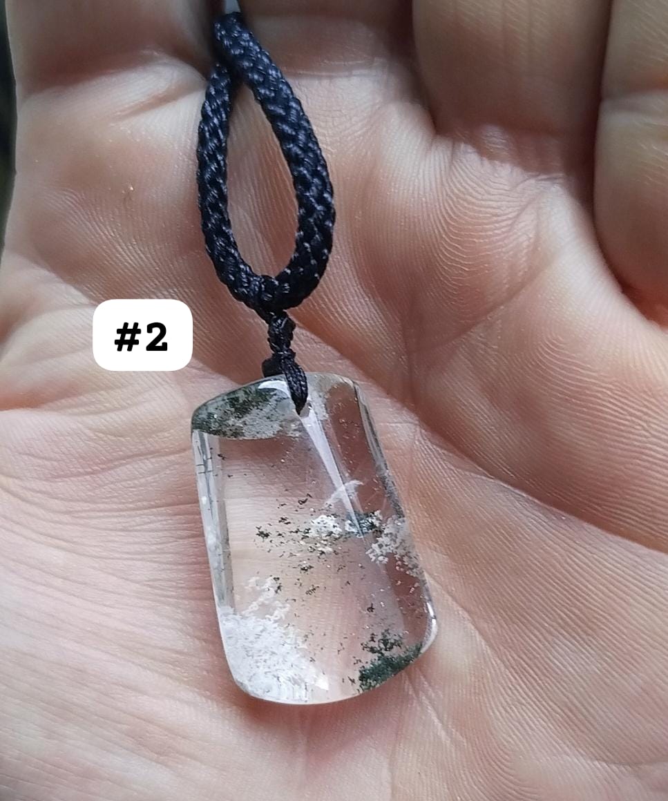 Colgante + collar de jardinería de lodolita/cuarzo