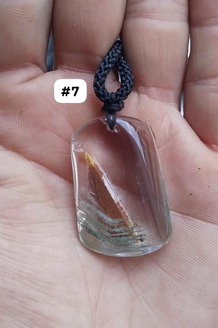 Colgante + collar de jardinería de lodolita/cuarzo