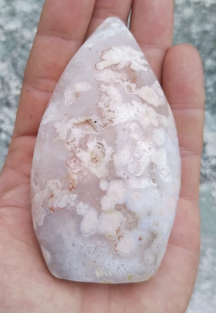 Goutte polie en Agate Fleur