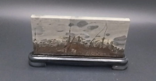 Jasper paysage tuile rectangulaire de décoration sur socle en bois