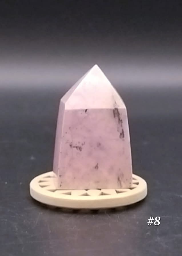 Cut and polished point of Rhodonite from Peru.