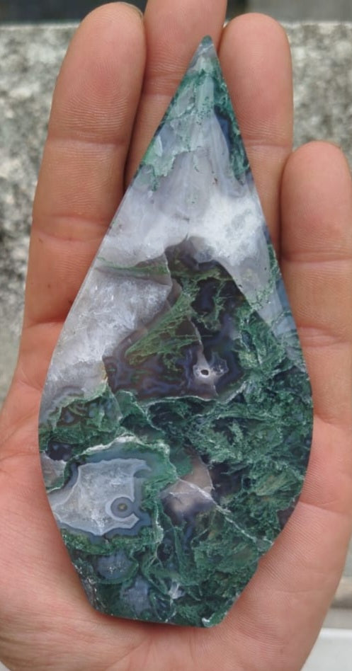 Polished Moss Agate Drop